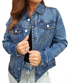 NEW PICADILLY sparkles long sleeves jacket in deep denim